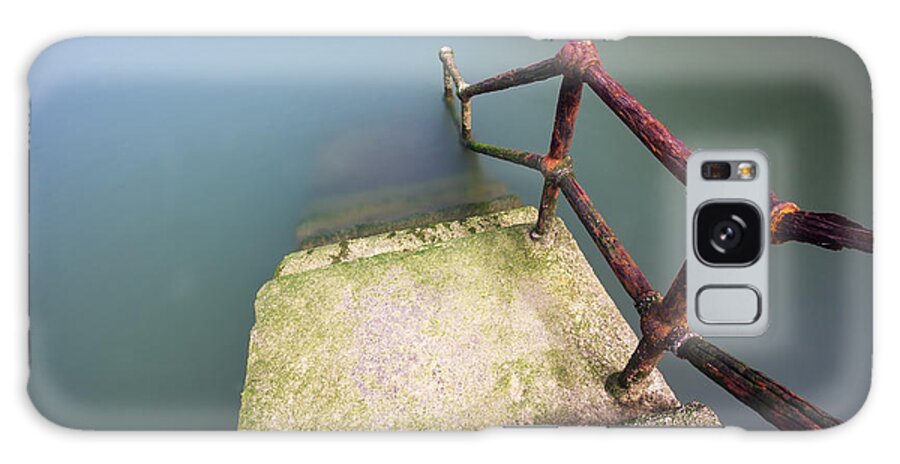 Railing Galaxy Case featuring the photograph Rusty Handrail Going Down On Water #2 by Mikel Martinez de Osaba