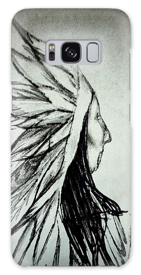 Native American Indian Galaxy Case featuring the drawing Longing For What Once Was by Georgia Doyle