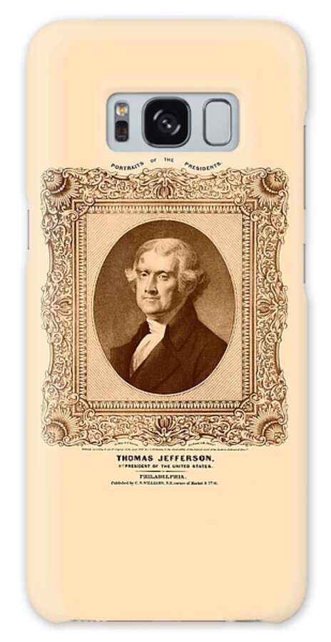 Thomas Jefferson Galaxy Case featuring the drawing Thomas Jefferson #2 by War Is Hell Store