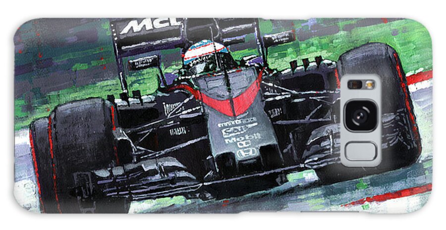 Shevchukart Galaxy Case featuring the painting 2015 McLaren Honda F1 Austrian GP Alonso by Yuriy Shevchuk