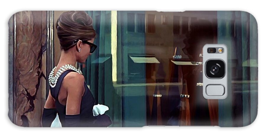 Audrey Hepburn Galaxy Case featuring the digital art Audrey Hepburn @ Breakfast at Tiffanys #3 by Gabriel T Toro