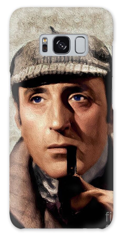 Basil Galaxy Case featuring the painting Basil Rathbone as Sherlock Holmes #3 by Esoterica Art Agency