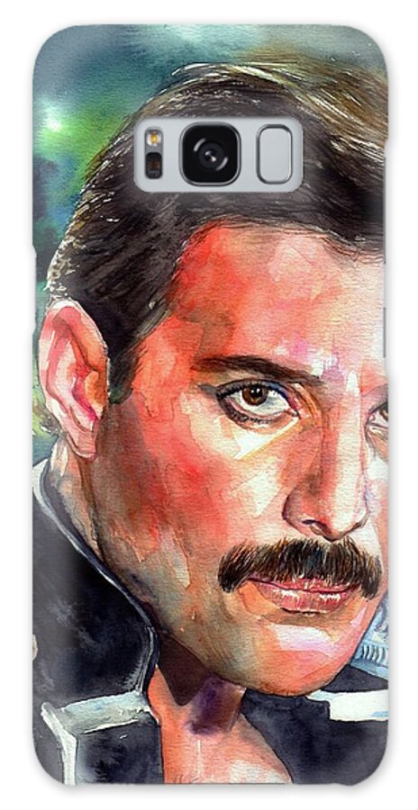 Freddie Galaxy Case featuring the painting Freddie Mercury portrait #3 by Suzann Sines