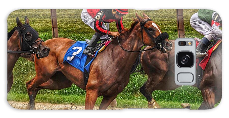 Race Horsing Galaxy Case featuring the photograph 3 Gaining by Jeffrey Perkins