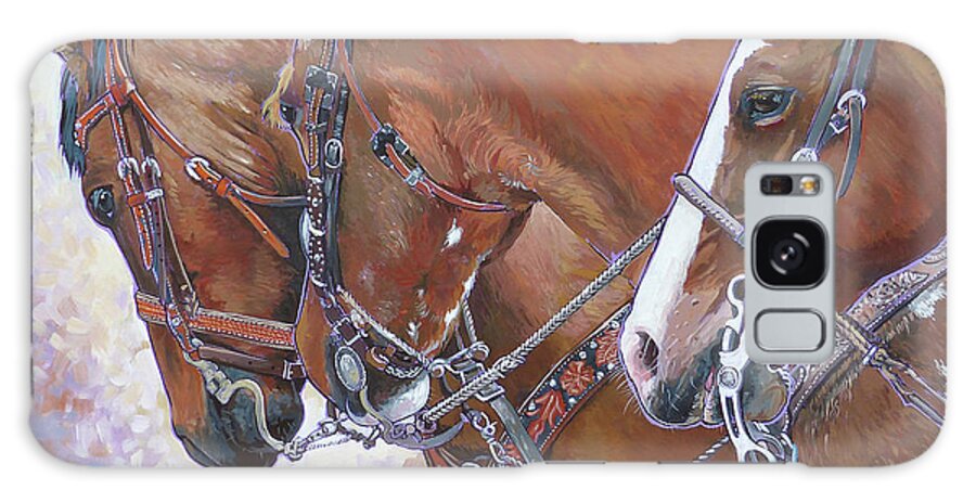Horse Galaxy Case featuring the painting 3 Heads by Nadi Spencer