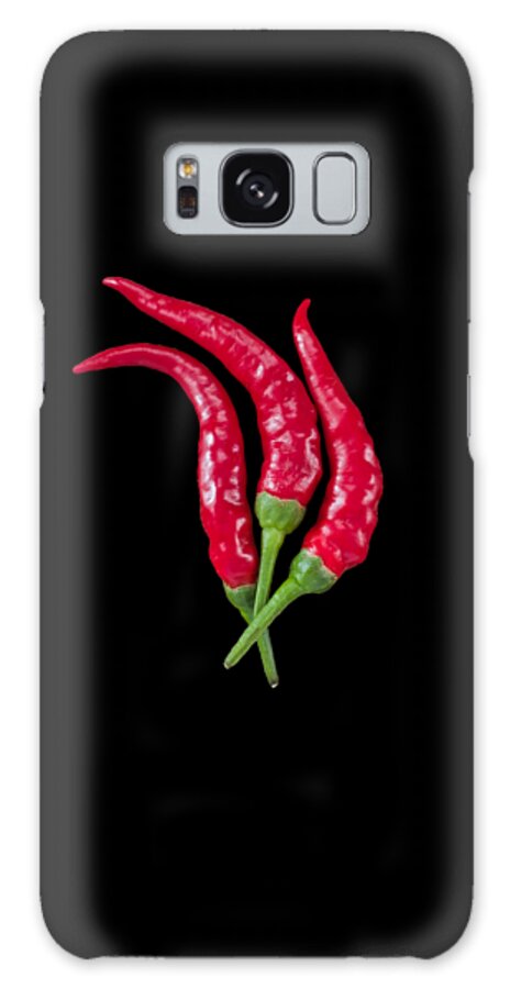 Chili Galaxy Case featuring the photograph 3 Red Chili Peppers On Transparent Background by Andrea Casali