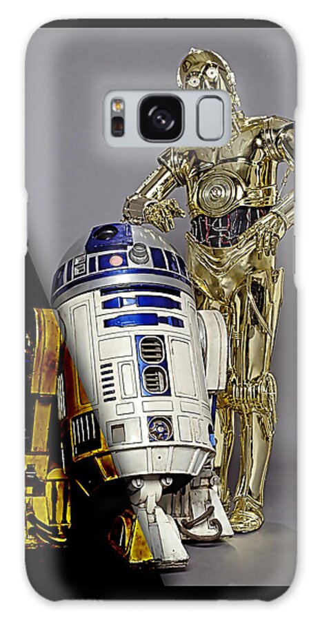 R2-d2 Galaxy Case featuring the mixed media Star Wars C3PO and R2D2 Collection #4 by Marvin Blaine