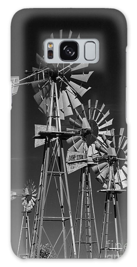 Windmill Iowa Farm Windmills Black White Monochrome Galaxy Case featuring the photograph 4 Windmills by Ken DePue