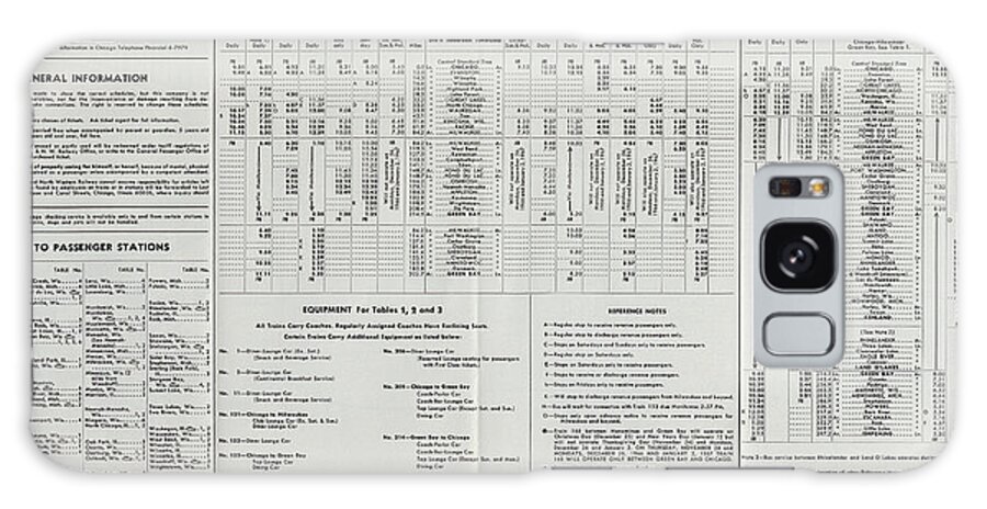 Train Schedules Galaxy Case featuring the drawing 400 Train Schedule - 1966 by Chicago and North Western Historical Society