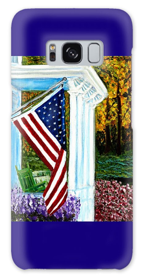 Flag Galaxy Case featuring the painting 4th of July American Flag Home of the Brave by Katy Hawk