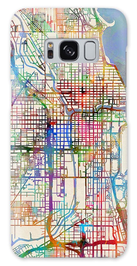 Chicago Galaxy Case featuring the digital art Chicago City Street Map by Michael Tompsett