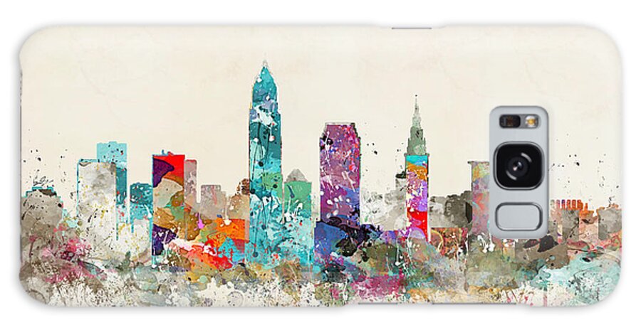 Cleveland Ohio Galaxy Case featuring the painting Cleveland Ohio Skyline #5 by Bri Buckley