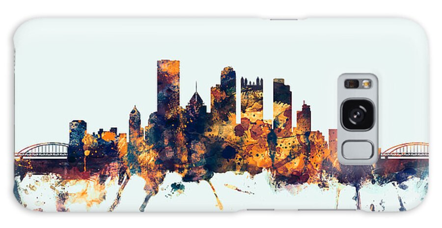 United States Galaxy Case featuring the digital art Pittsburgh Pennsylvania Skyline by Michael Tompsett
