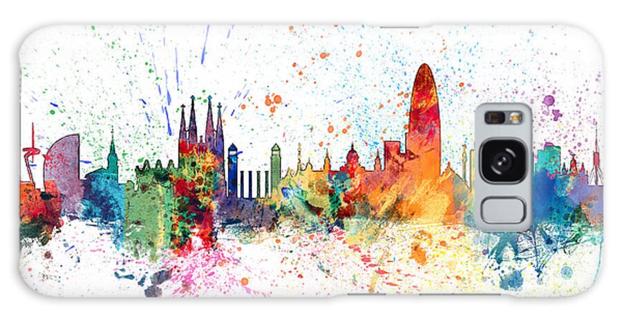 Barcelona Galaxy Case featuring the digital art Barcelona Spain Skyline by Michael Tompsett
