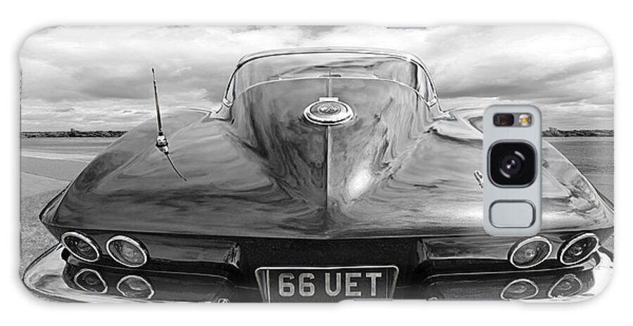 Corvette Stingray Galaxy Case featuring the photograph 66 Corvette Rear Black and White by Gill Billington