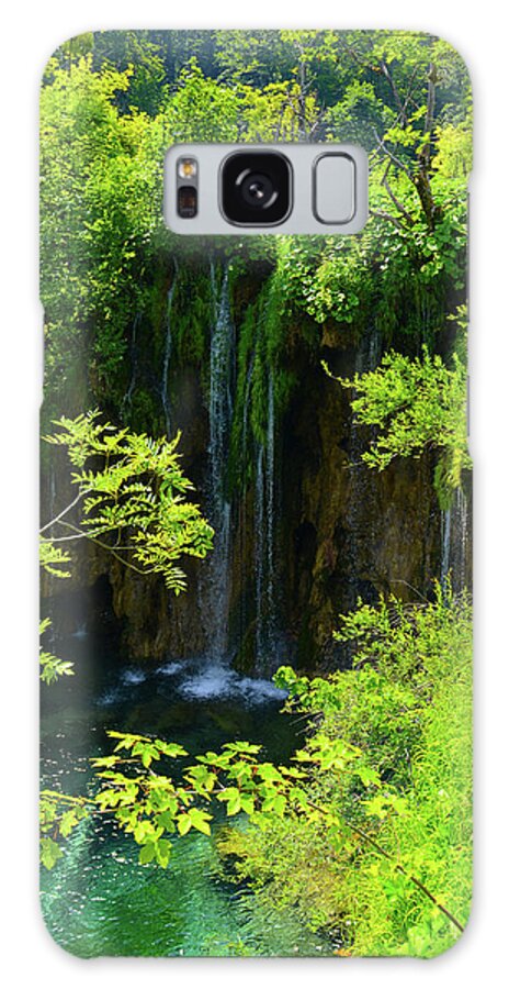 Green Galaxy Case featuring the photograph Waterfall in Plitvice National Park in Croatia #8 by Brandon Bourdages