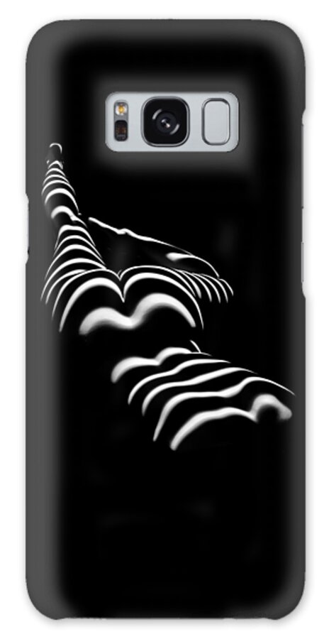 Zebra Galaxy Case featuring the photograph 8897-SLG Zebra Woman Legs Up Black and White Photograph by Chris Maher by Chris Maher