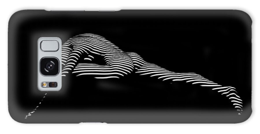 Black And White Galaxy Case featuring the photograph 9474-DJA Abstract Black White Nude Woman Flowing by Chris Maher