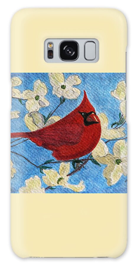 Cardinal Galaxy Case featuring the painting A Cardinal Spring by Angela Davies