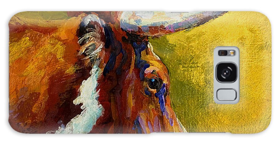 Western Galaxy Case featuring the painting A Couple Of Pointers - Longhorn Steer by Marion Rose