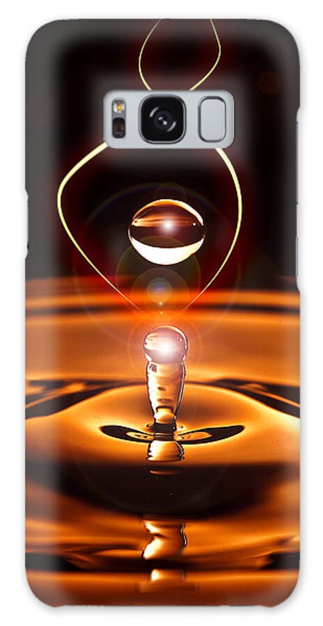 Water Drop Droplet Droplets Blue Orange Galaxy S8 Case featuring the photograph A Drop of Light by Keith Allen