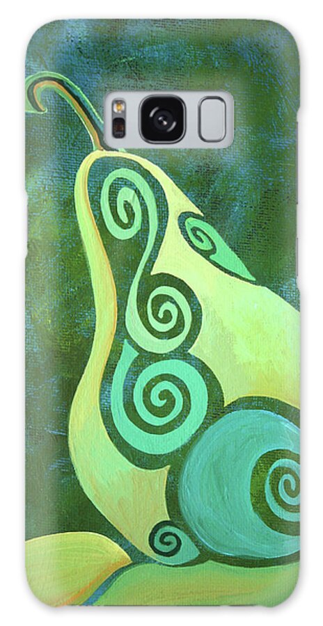Pear Paintings Galaxy Case featuring the painting A Groovy Little Pear by Barbara Rush