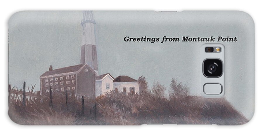 New York Galaxy Case featuring the painting A little fog on Montauk Point Lighthouse by Barbara Barber