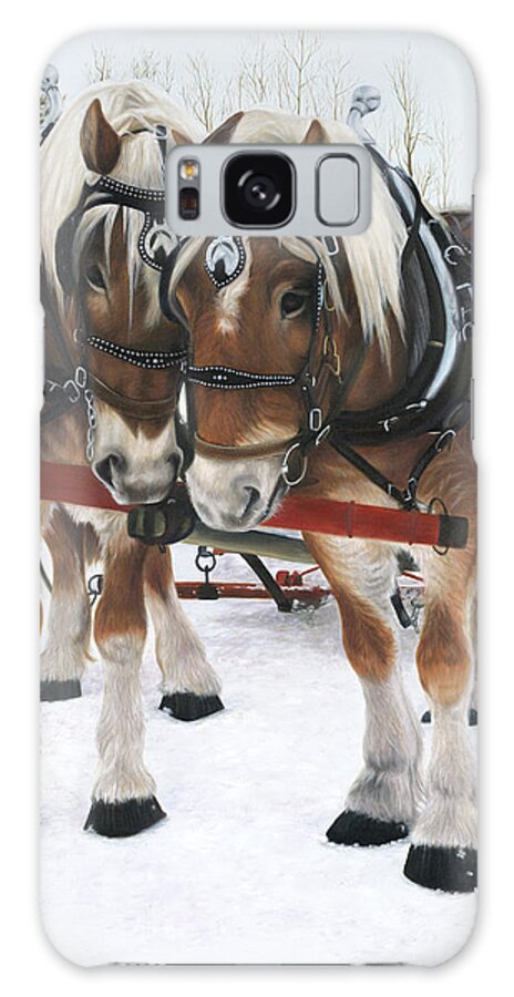  Belgium Horse Team In Winter Landscape Galaxy Case featuring the painting A Loving Union by Tammy Taylor