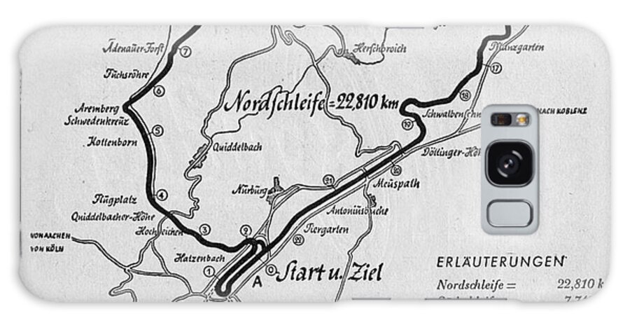 Nurburgirng Galaxy Case featuring the drawing A map of the Nurburgring Circuit by German School