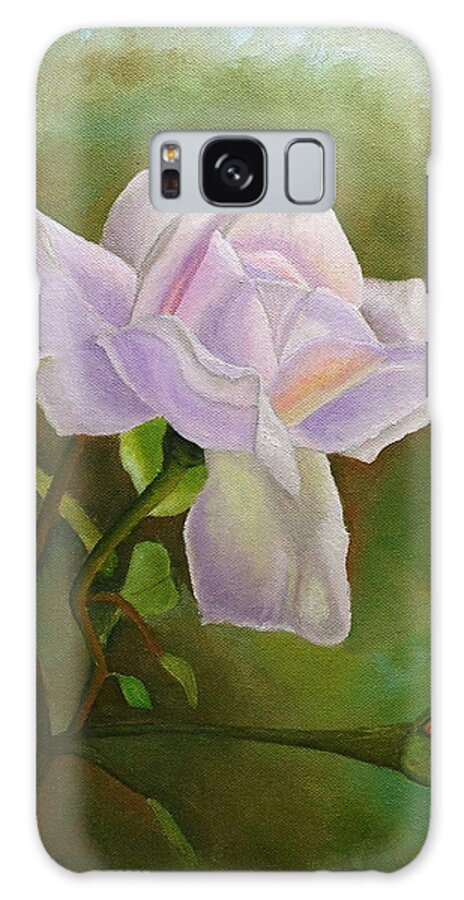 Pink Rose Galaxy Case featuring the painting A Single Rose by Angeles M Pomata
