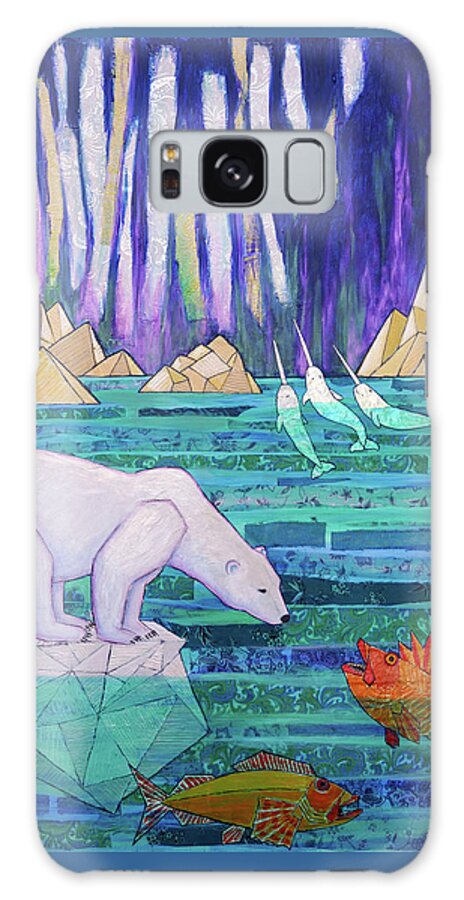 Aurora Borealis Galaxy Case featuring the painting A Tale of Light and Ice by Ande Hall