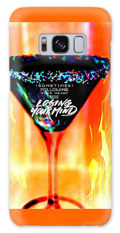 Flaming Martini Glass Galaxy Case featuring the digital art A Toast To The Heart And Mind by Pamela Smale Williams