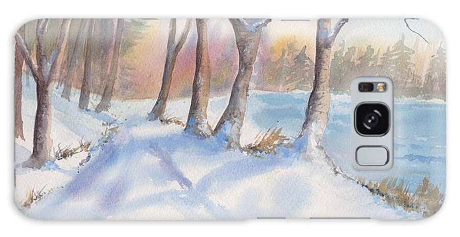 Winter Galaxy Case featuring the painting A Walk In The Snow by Watercolor Meditations