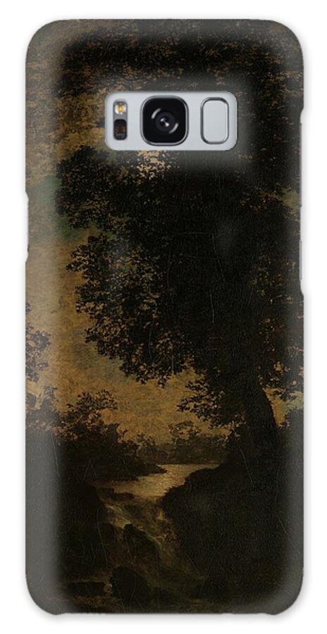 A Waterfall Galaxy Case featuring the painting A Waterfall, Moonlight by Ralph Albert