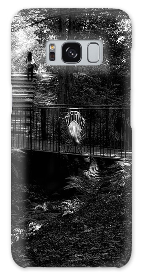 Pittencrieff Galaxy Case featuring the photograph A woman walking her dog at Pittencrieff Park by Jeremy Lavender Photography