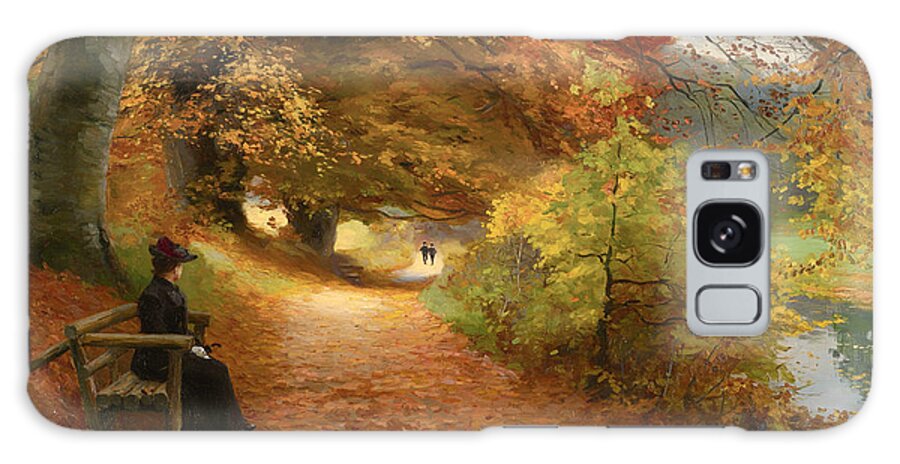 Painting Galaxy Case featuring the painting A Wooded Path In Autumn by Mountain Dreams