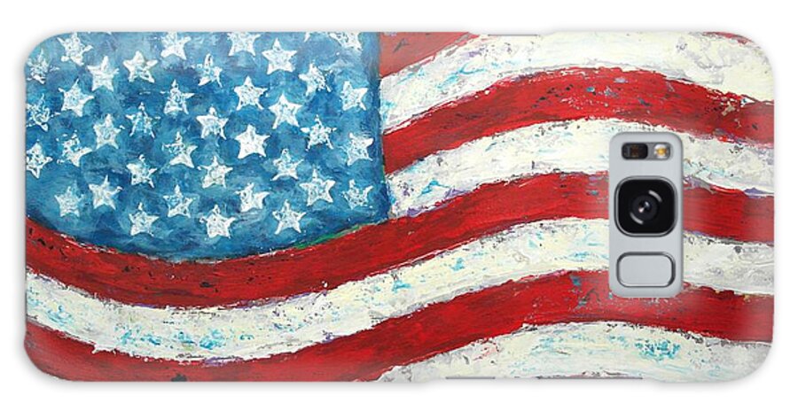 Abstract Galaxy Case featuring the painting Abstract American Flag by Wayne Cantrell