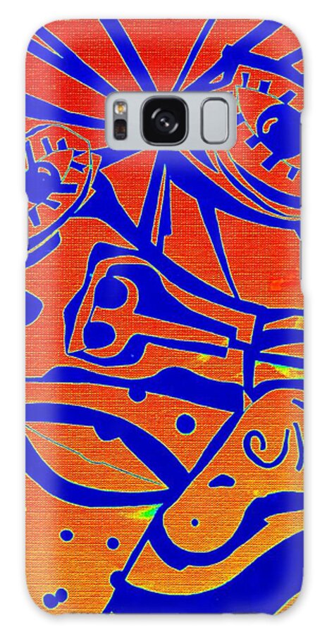 Abstract Galaxy Case featuring the drawing Abstract Face Blue Red by Sheri Parris