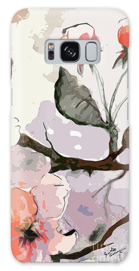 Abstract Galaxy S8 Case featuring the mixed media Abstract Floral Art Pink Blossoms 2 by Ginette Callaway