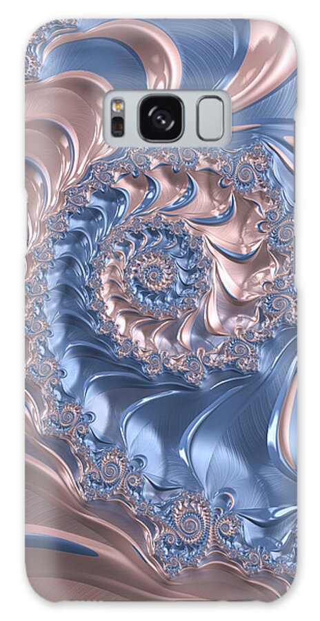Pink Galaxy Case featuring the digital art Abstract fractal art Rose Quartz and Serenity by Matthias Hauser