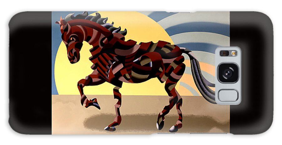 Horse Galaxy Case featuring the painting Abstract Geometric Futurist Horse by Mark Webster