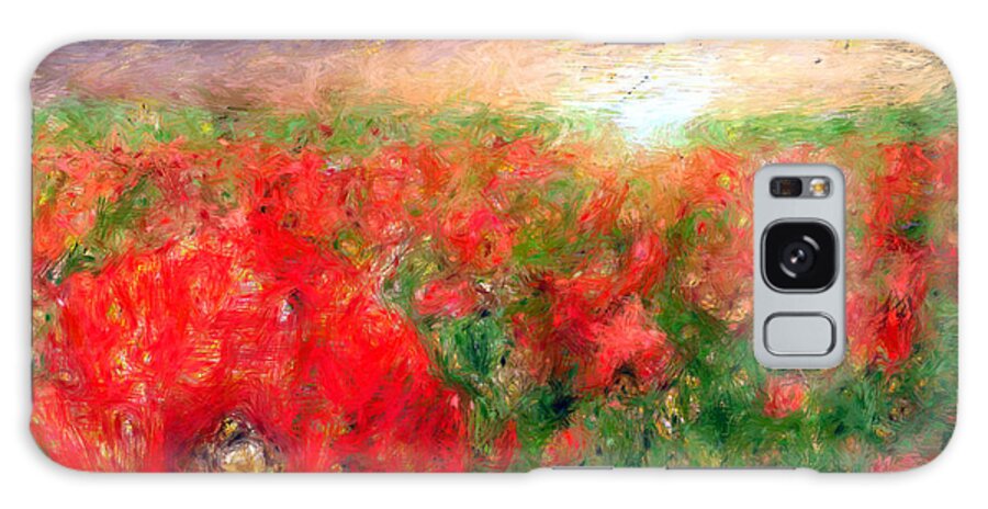 Rafael Salazar Galaxy Case featuring the mixed media Abstract Landscape of Red Poppies by Rafael Salazar