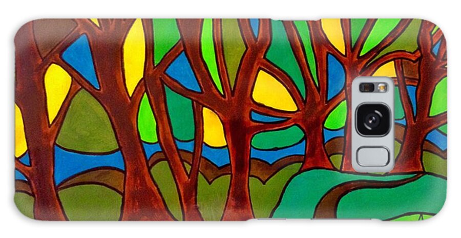 Botanic Gardens Galaxy Case featuring the painting Abstract of The Otter Pool by Joan-Violet Stretch