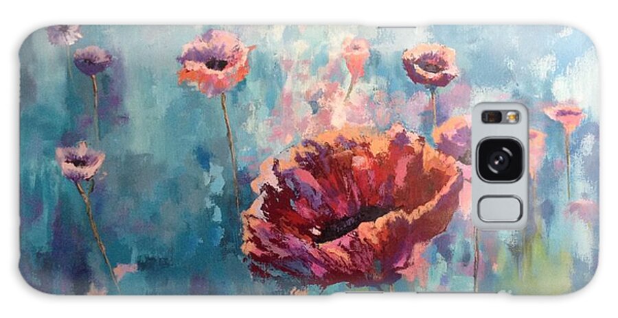 Abstract Flower Galaxy Case featuring the painting Abstract Poppy by Kathy Laughlin