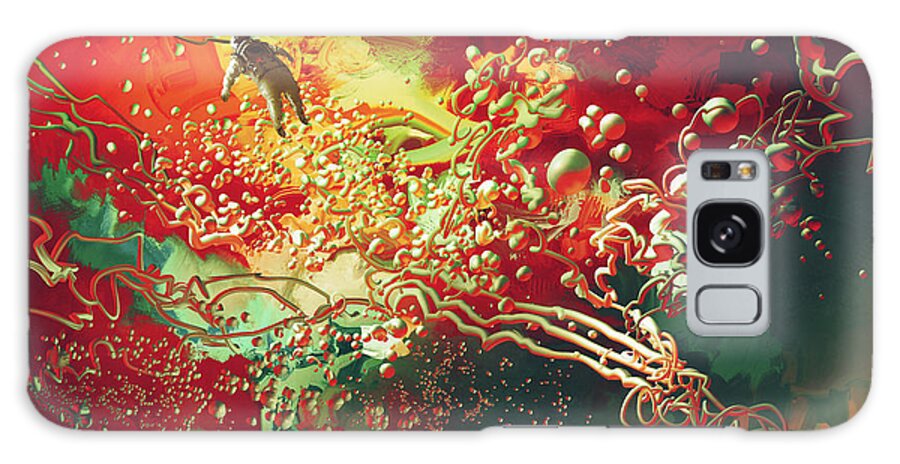 Art Galaxy Case featuring the painting Abstract Space by Tithi Luadthong