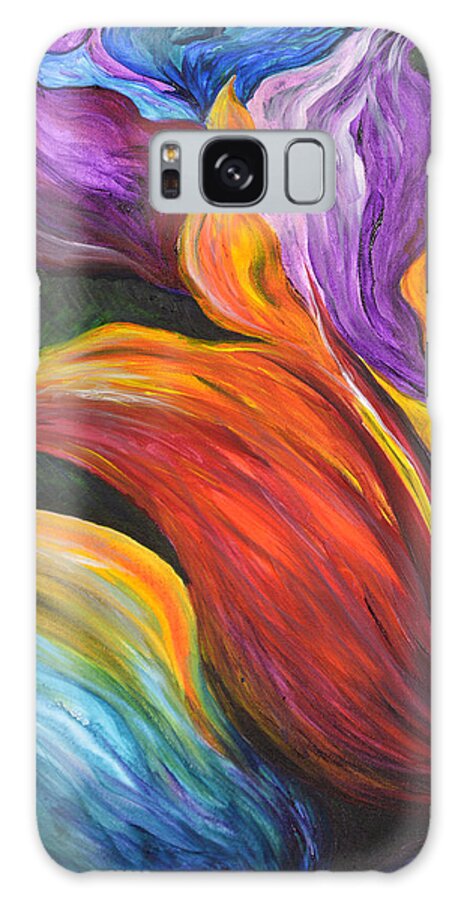 Abstract Galaxy Case featuring the painting Abstract Vibrant Flowers by Michelle Pier