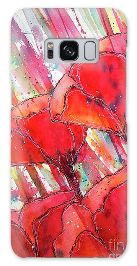 Abstract Galaxy Case featuring the painting Abstracted Poppies No.2 by Rebecca Davis