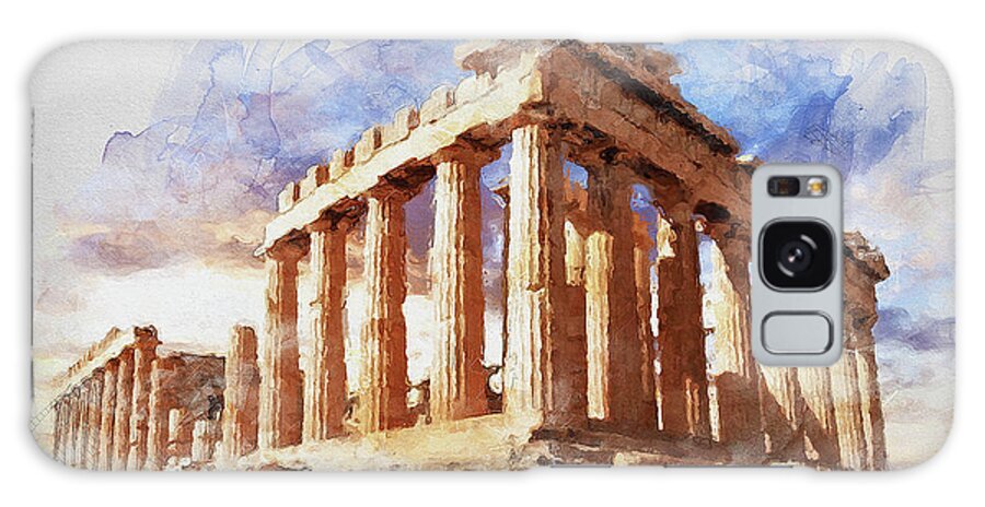 Acropolis Of Athens Galaxy Case featuring the painting Acropolis of Athens - 04 by AM FineArtPrints