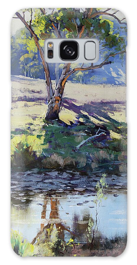 Gum Tree Galaxy Case featuring the painting Across long Ck Windeyer by Graham Gercken