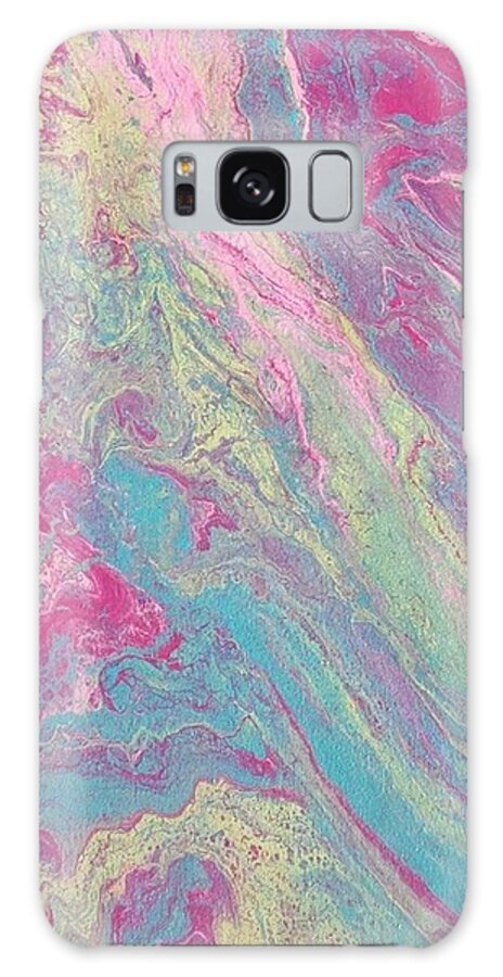 #acrylicditypour #abstractacrylics #abstractartwork #colorfulartwork #abstractartforsale #camvasartprints #originalartforsale #abstractartpaintings Galaxy Case featuring the painting Acrylic Dirty Pour with pinks aquas and yellow by Cynthia Silverman
